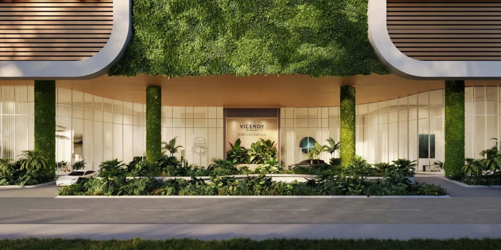 exterior porte-cochère in front of Viceroy Residences Fort Lauderdale building