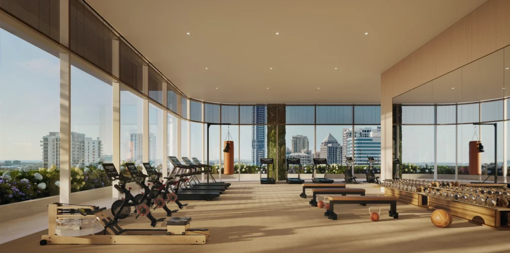 interior fitness center at Viceroy Residences Ft Lauderdale