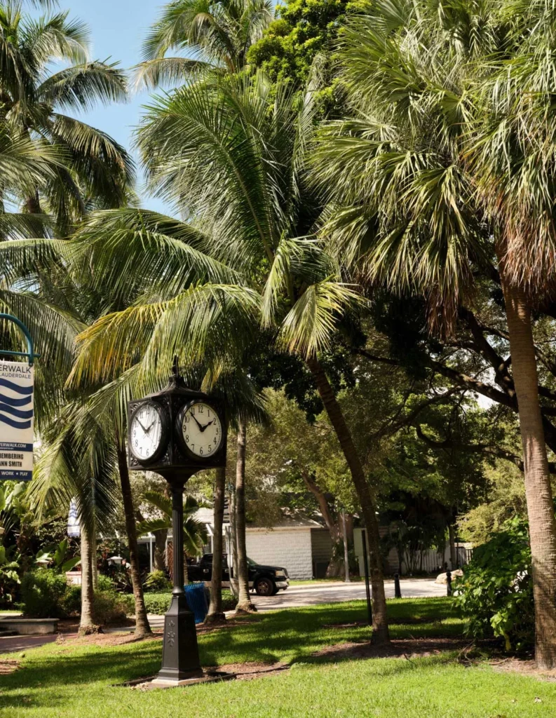 exterior clock in outdoor space in Ft Lauderdale
